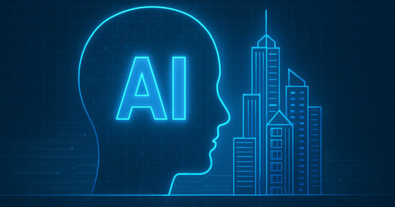 imagem de inteligencia artificial com predios de fundo fazendo referencia ao setor imobiliario